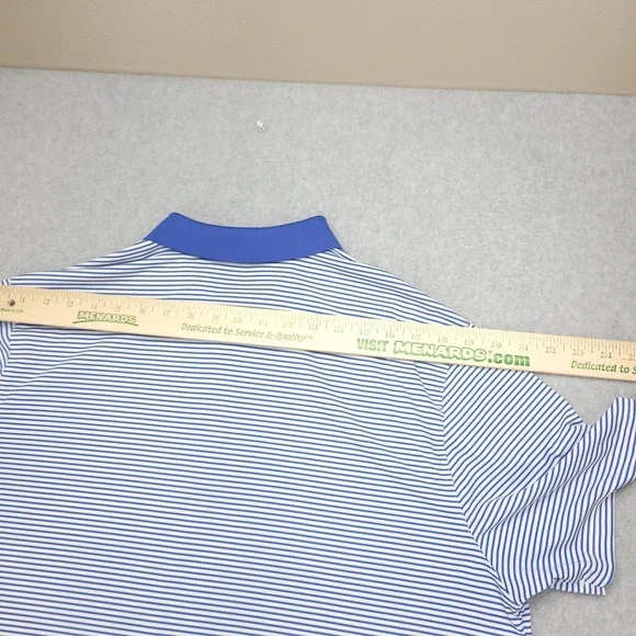 Nike Dri-Fit Polo Golfr Shirt Men's XL Blue White Stiped Standard Fit Polyester‎ - Picture 11 of 12